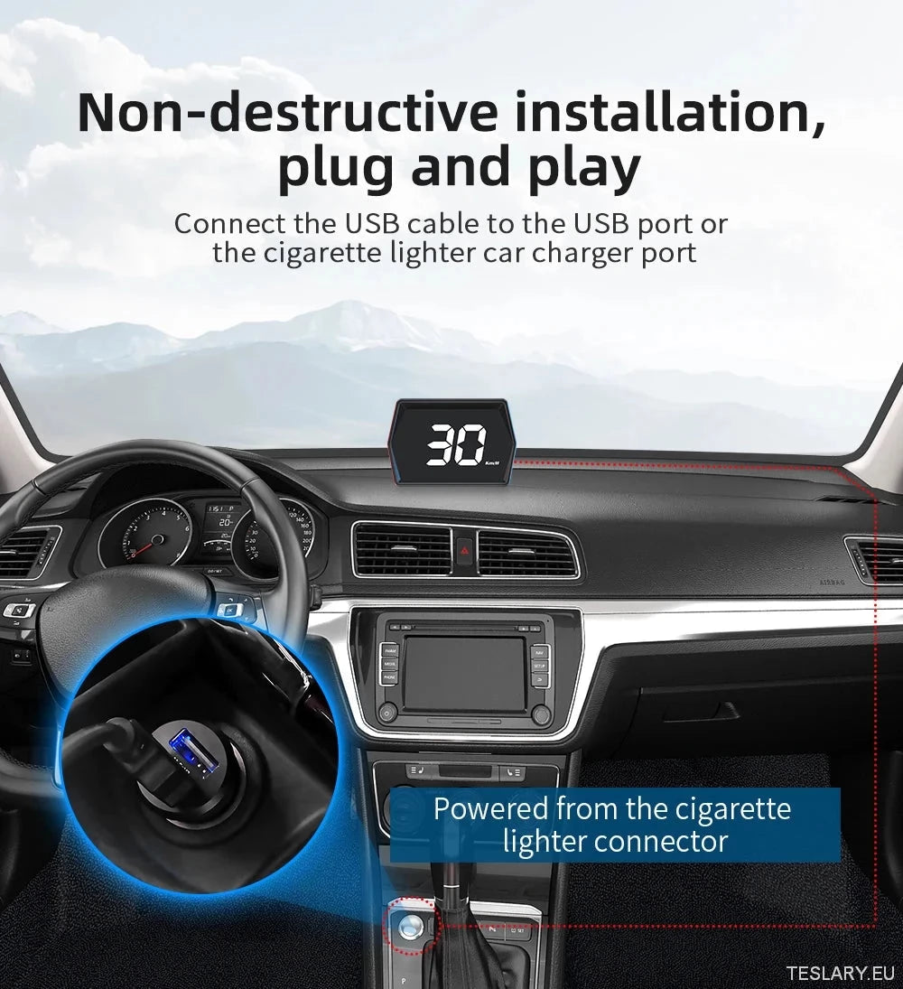 SmartDrive 2024: Advanced Car HUD með GPS og öryggisviðvörunum