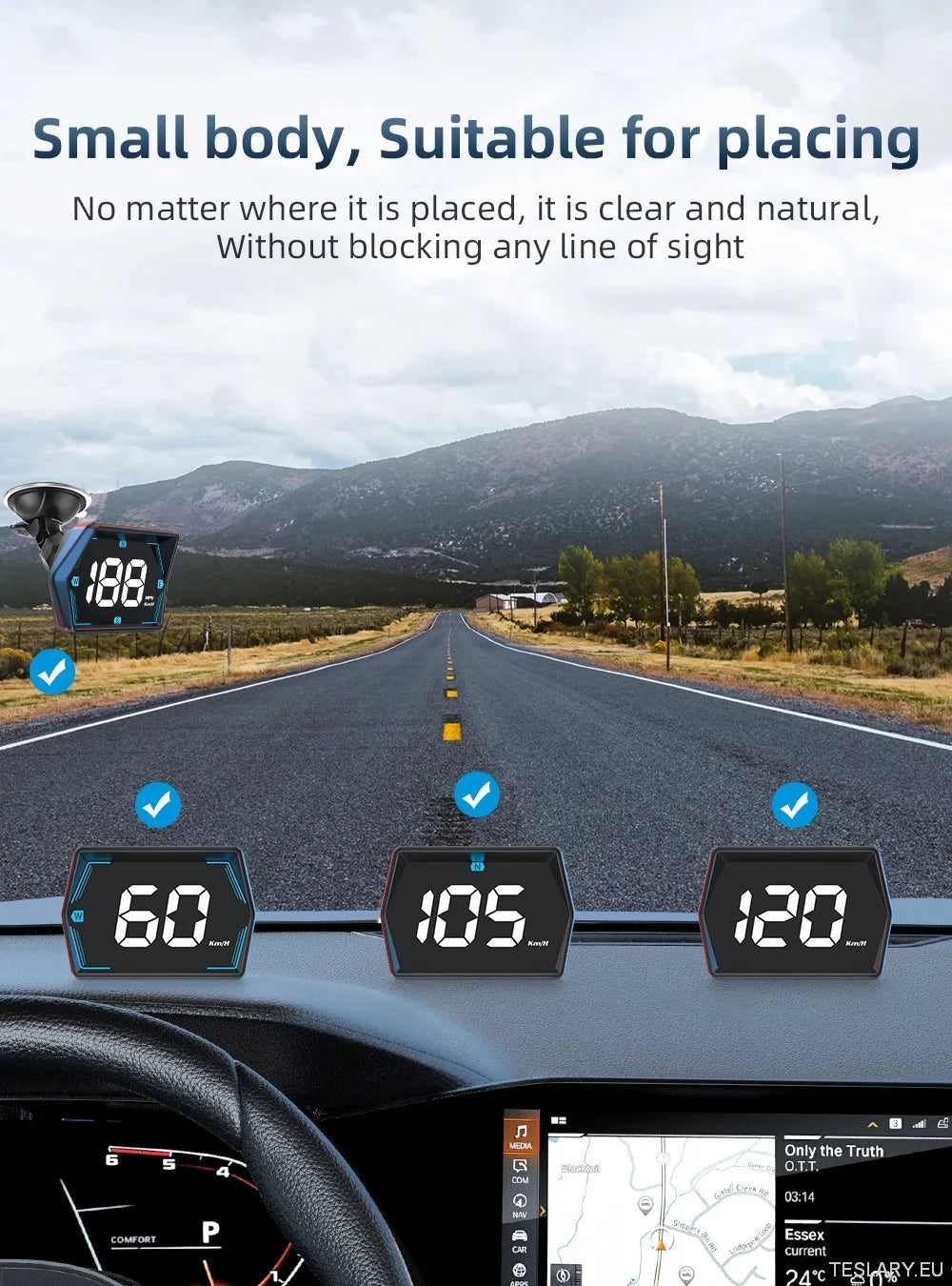 SmartDrive 2024: Advanced Car HUD með GPS og öryggisviðvörunum