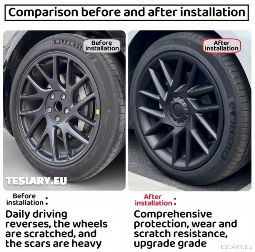 18" Tesla Model 3+ Highland Pełne Felgi Matowo Czarne Kołpaki