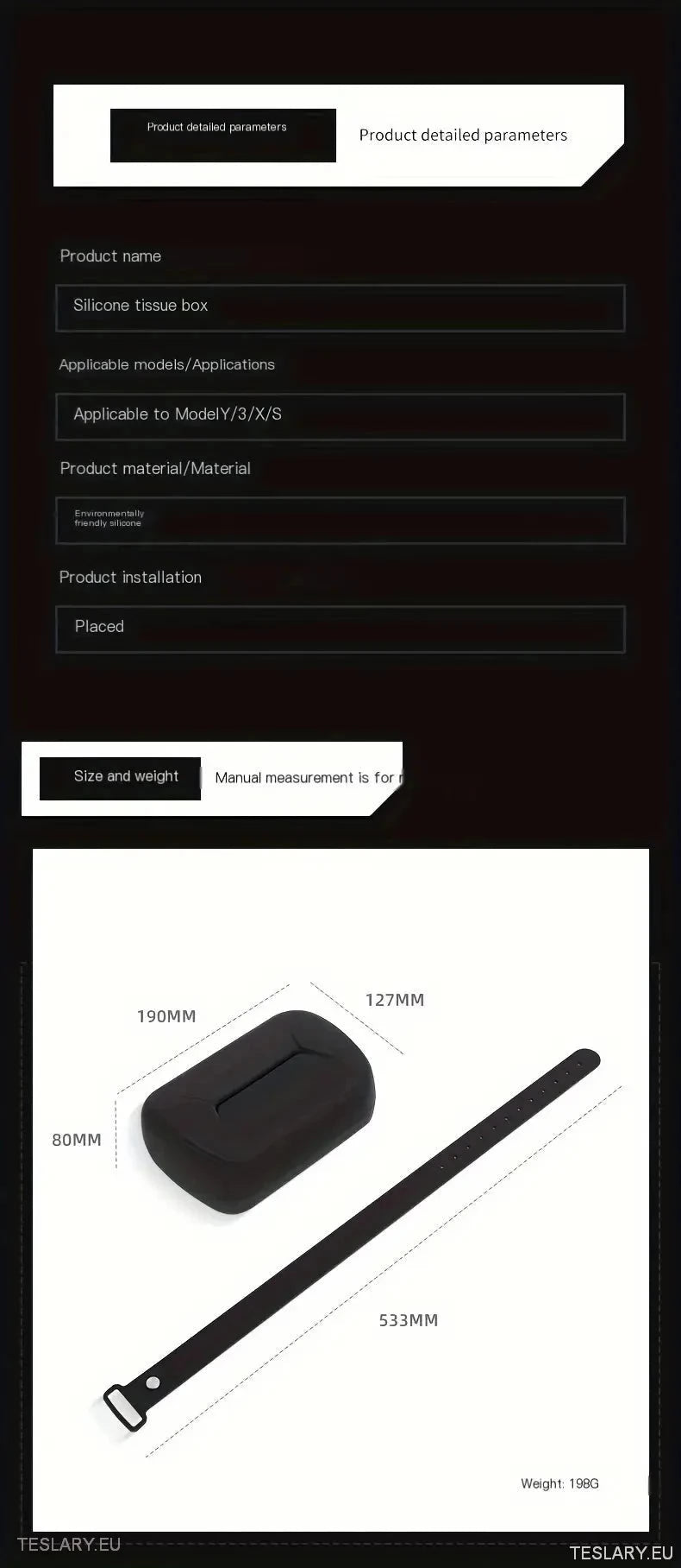 Tesla 3/y/x/s Siliconenweefselhouder met instelbare riem