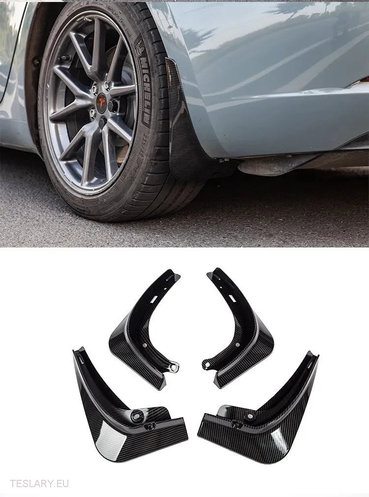 Tesla Model Y Mud flapper/Splash Guards TPU/Black Carbon eller White