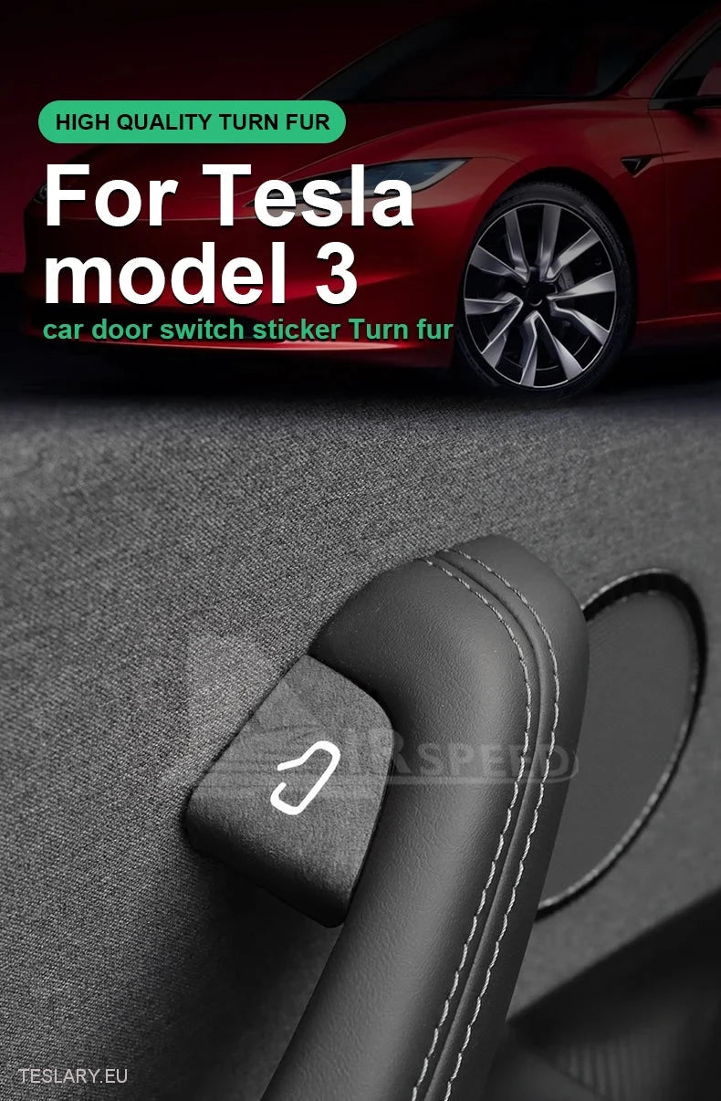 Tesla Model 3 Highland Ítalska Alcantara Suede hnappinn