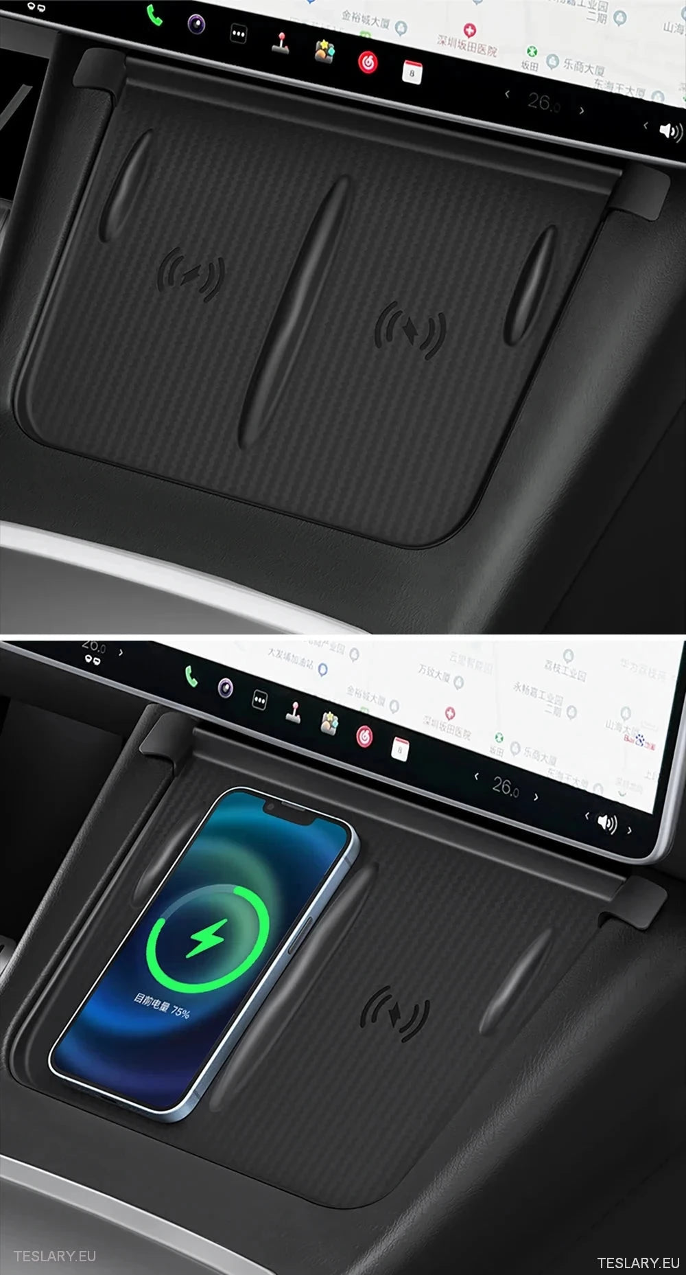 Tesla Modelo 3/Y Silicone Anti Slip Tampa para almofada de carregamento sem fio