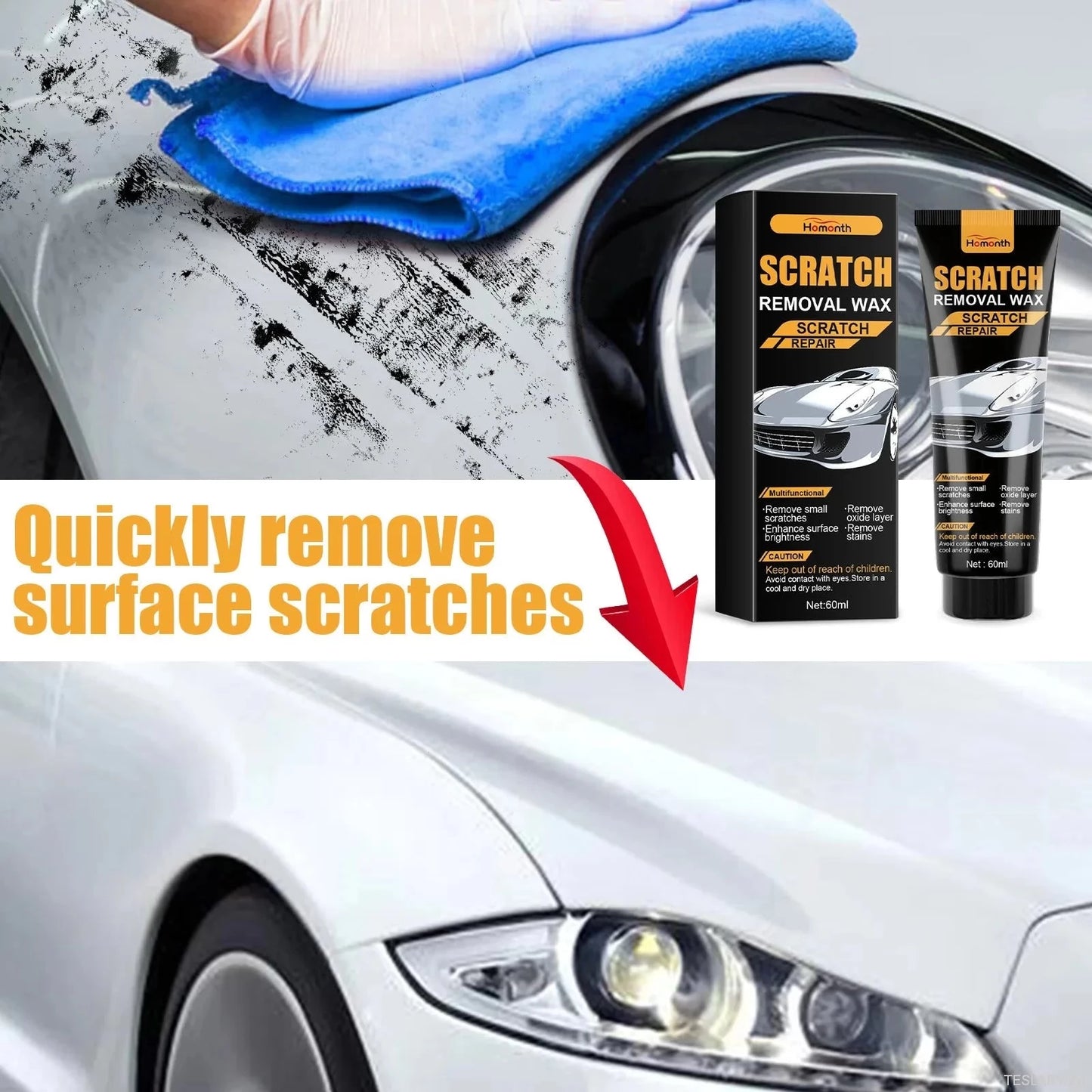 Nano Car Scratch Remover Paste: Deep Repair & Paint Restorer, vatnsheldur UV skjöldur, engin fægja krafist, örugg fyrir alla liti