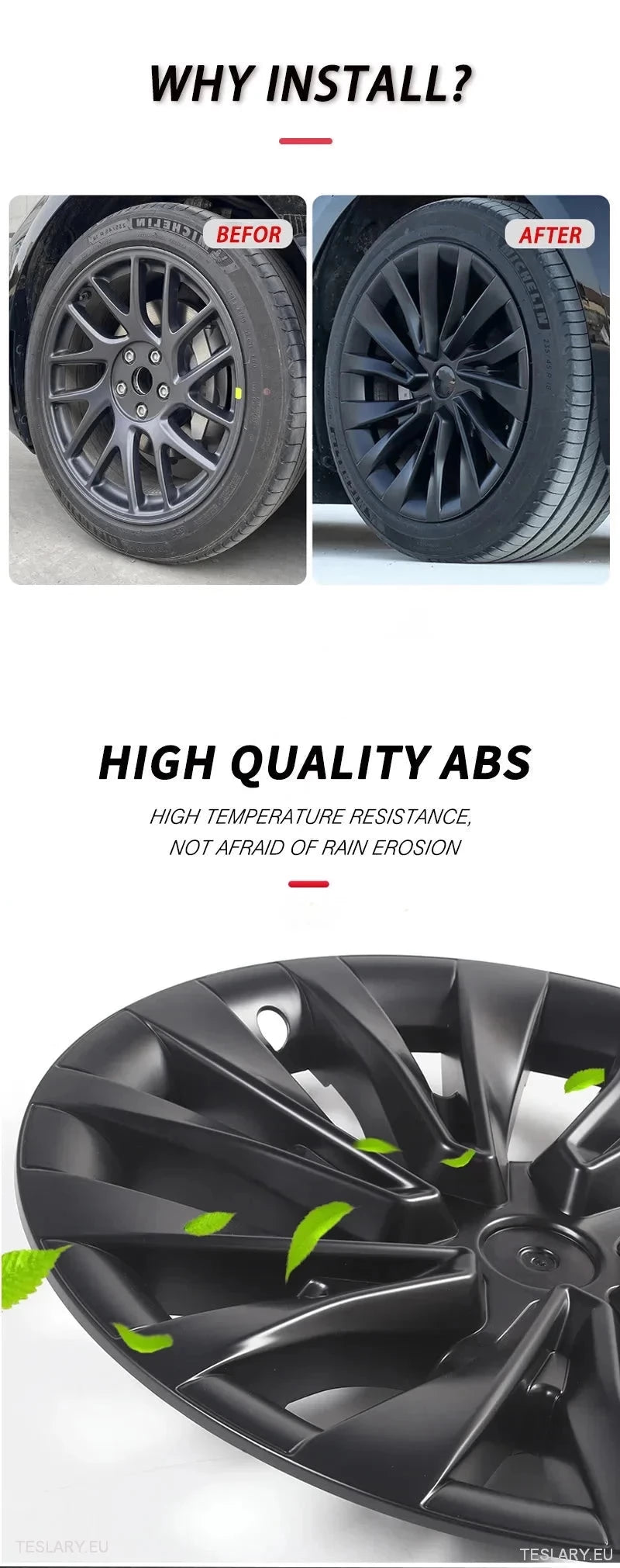 Tesla 3 Highland 18" Cubiertas de ruedas deportivas plateadas con borde completo