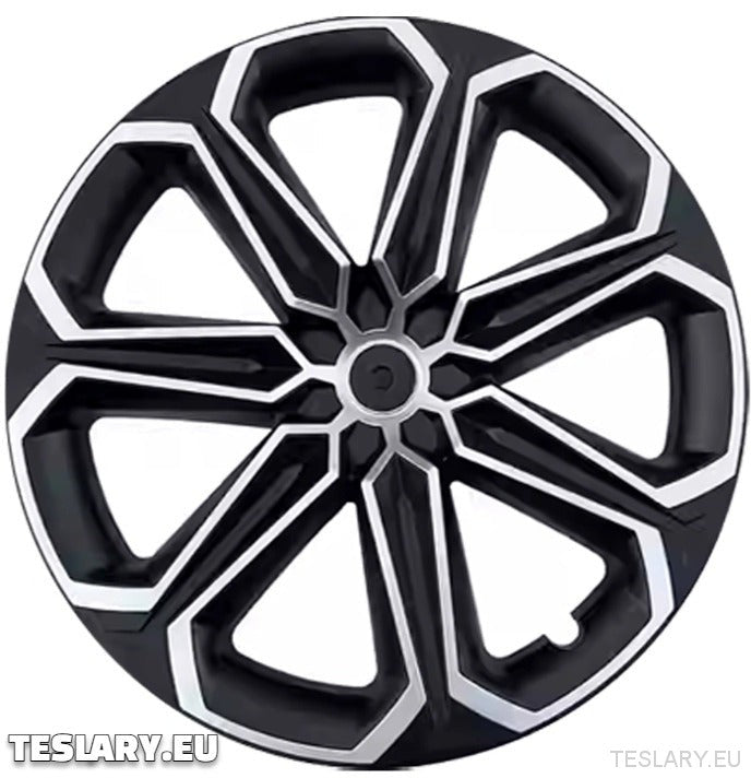 TESLA MODELO Y 19" CUBOS DE RUEDA S14 ÚNICOS, CUBIERTA COMPLETA, NEGRO Y PLATA