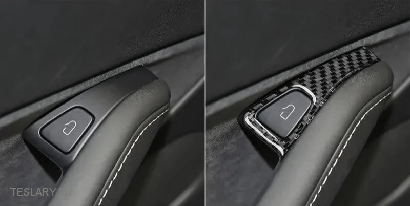 Tesla Model 3/Y Türschloss Carbonfaserstil -Trimmabdeckung Innenraum