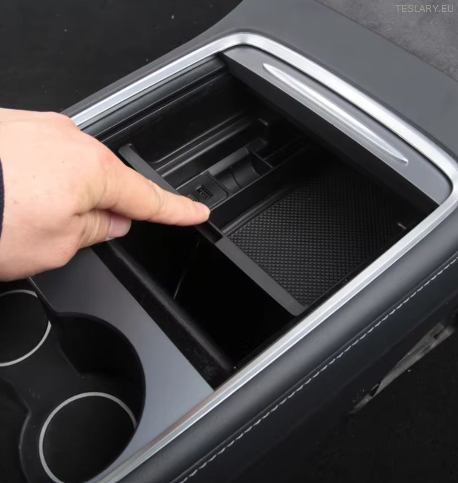 Organisateur de la console centrale Tesla Modèle 3/Y avec ports USB et retour à ressort
