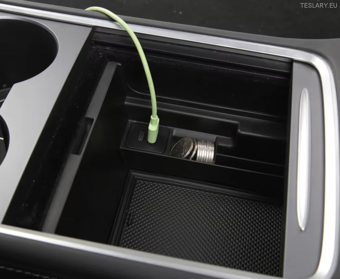Organisateur de la console centrale Tesla Modèle 3/Y avec ports USB et retour à ressort