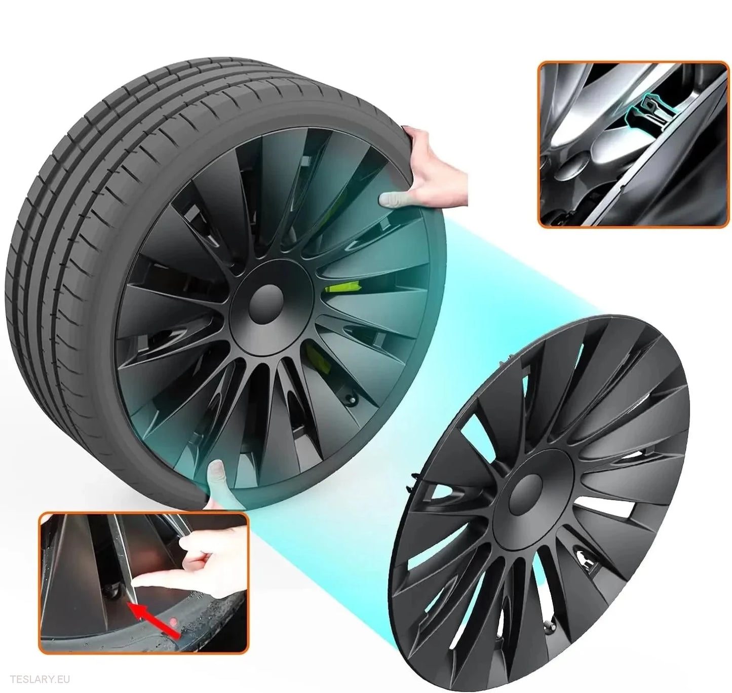 Tesla Model Y 19" Fullþekjandi hjólhlífar í íþróttastíl