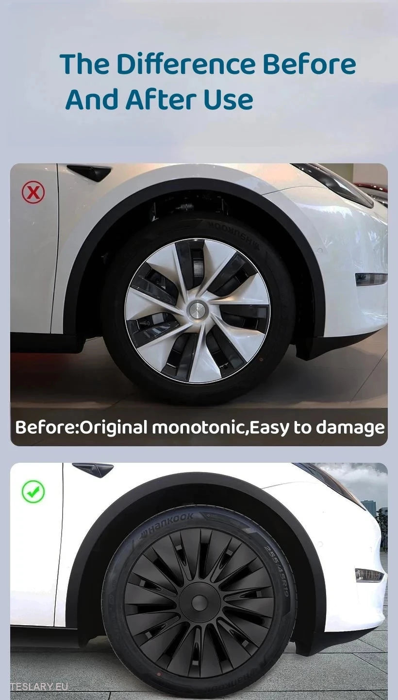 Tesla Model Y 19" Fullþekjandi hjólhlífar í íþróttastíl