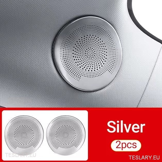 Tesla 3/Y Innenarchitekturkreislautsprecher Abdeckung Silber (Paar)