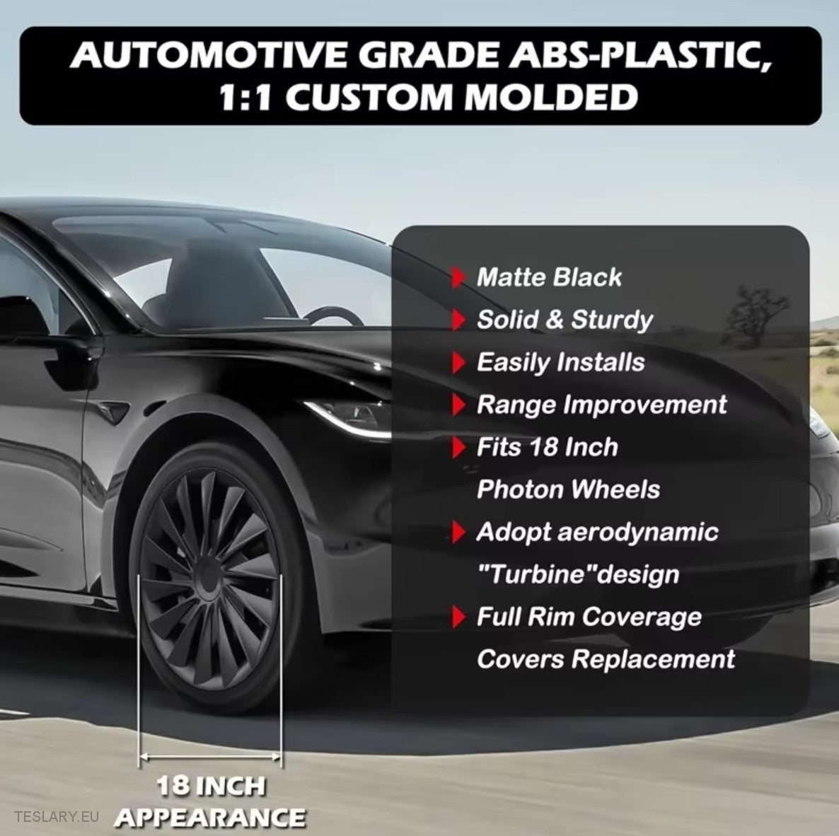18 "Tesla Model 3+ Highland Performance Induction Style Covers -Cover -a -sloss Black