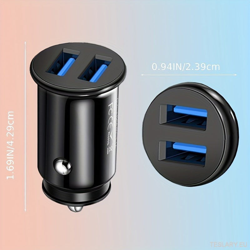 Mini USB Car Charger 2 Ports Adaptateur de chargeur rapide pour les véhicules électriques, notamment Tesla, BYD et bien d'autres