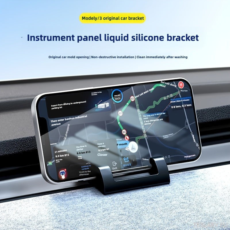 Telefonholder for Tesla Model 3/Y - Snap -on Dashboard & Air Vent Mount, justerbar silikon
