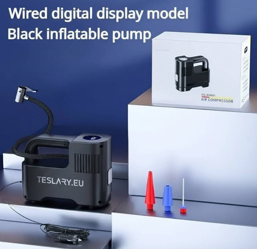 Portable 12 Volt Compressor with Digital Readout - TESLARY Tesla Shop Accessories Europe Nederlands Ireland Deutschland Espana Alicante France Italia