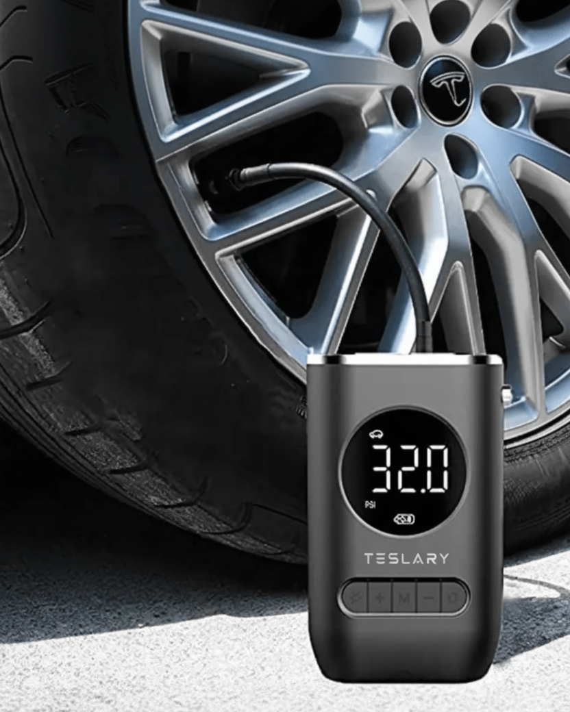 Portable Battery Powered Tyre Compressor for Tesla , BYD , MG & Other EVs - TESLARY Tesla Shop Accessories Europe Nederlands Dublin Cork Ireland Deutschland Espana Alicante France Italia