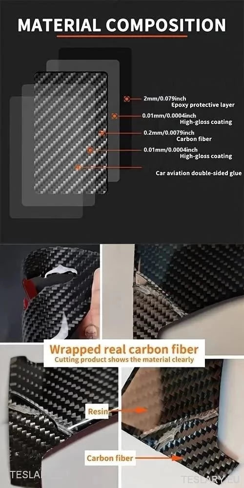 Luci posteriori rivestimenti in fibra di carbonio morbido reale per Tesla Modello 3 & Y