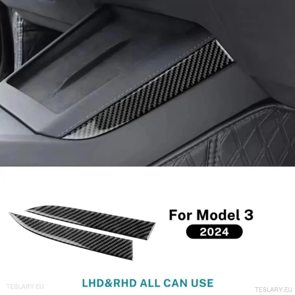 Tesla 3 Highland/Y Juniper Real Soft Carbon Fiber Side Trim för trådlös laddare