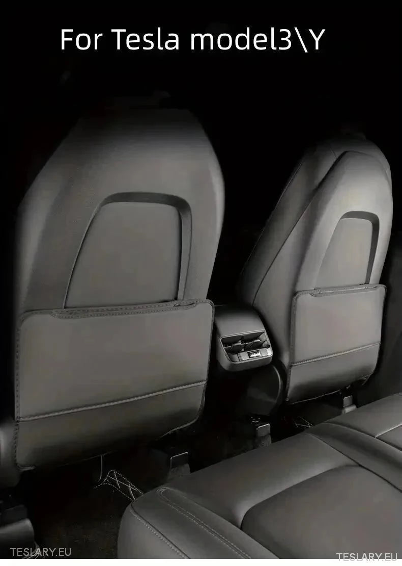 Tesla 3/y sæti aftur andstæðingur sparkpúða og geymslu (Twin Pack)