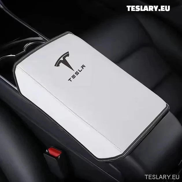 Tesla Model 3/Y Center Console PU Leather Armration Cover med logo