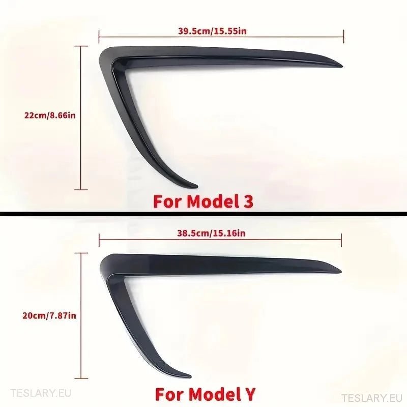 Tesla Model 3 / Y Fog Lights Wind Splitter In Carbon and Black -TESLARY.IE Tesla Shop Europe