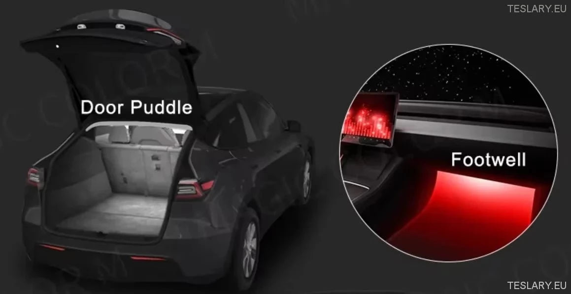 Tesla Model 3/Y/S/X Footwell Ultra jasne światła wewnętrzne (2 paczki)