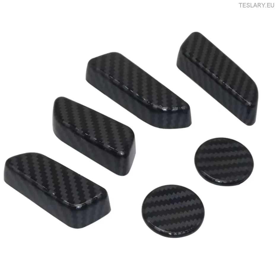 Botão de controle de assento do Modelo 3/Y Tesla cobre o estilo de fibra de carbono em preto, vermelho ou azul