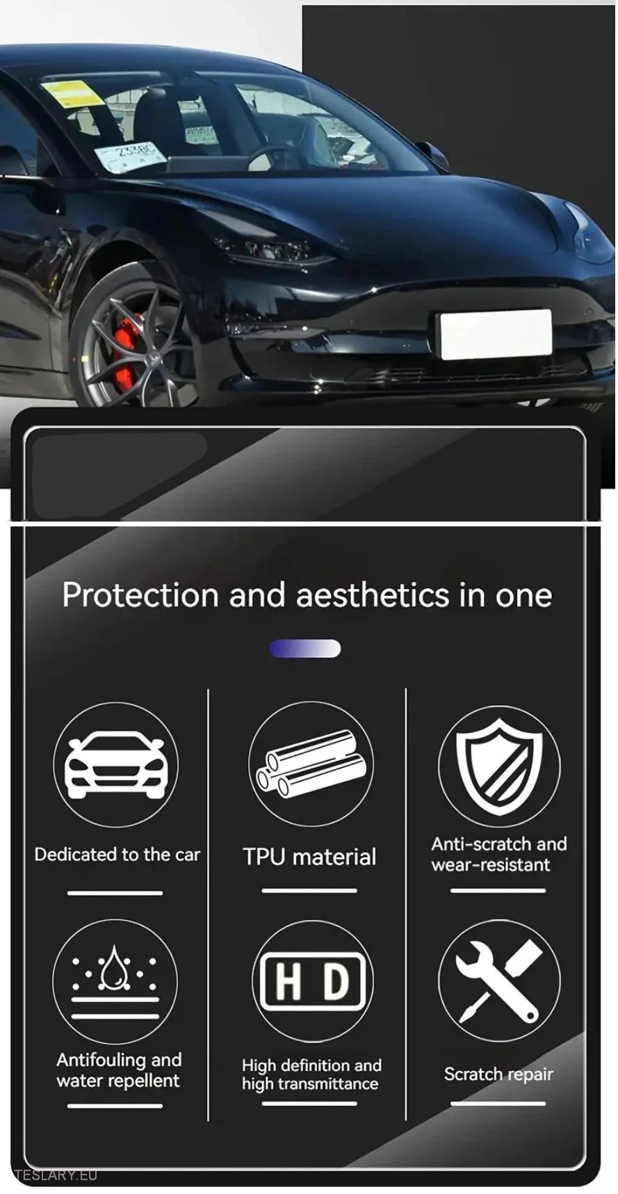 TPU Front -Scheinwerfer Black Tint für Tesla Modell 3, Y & Highland