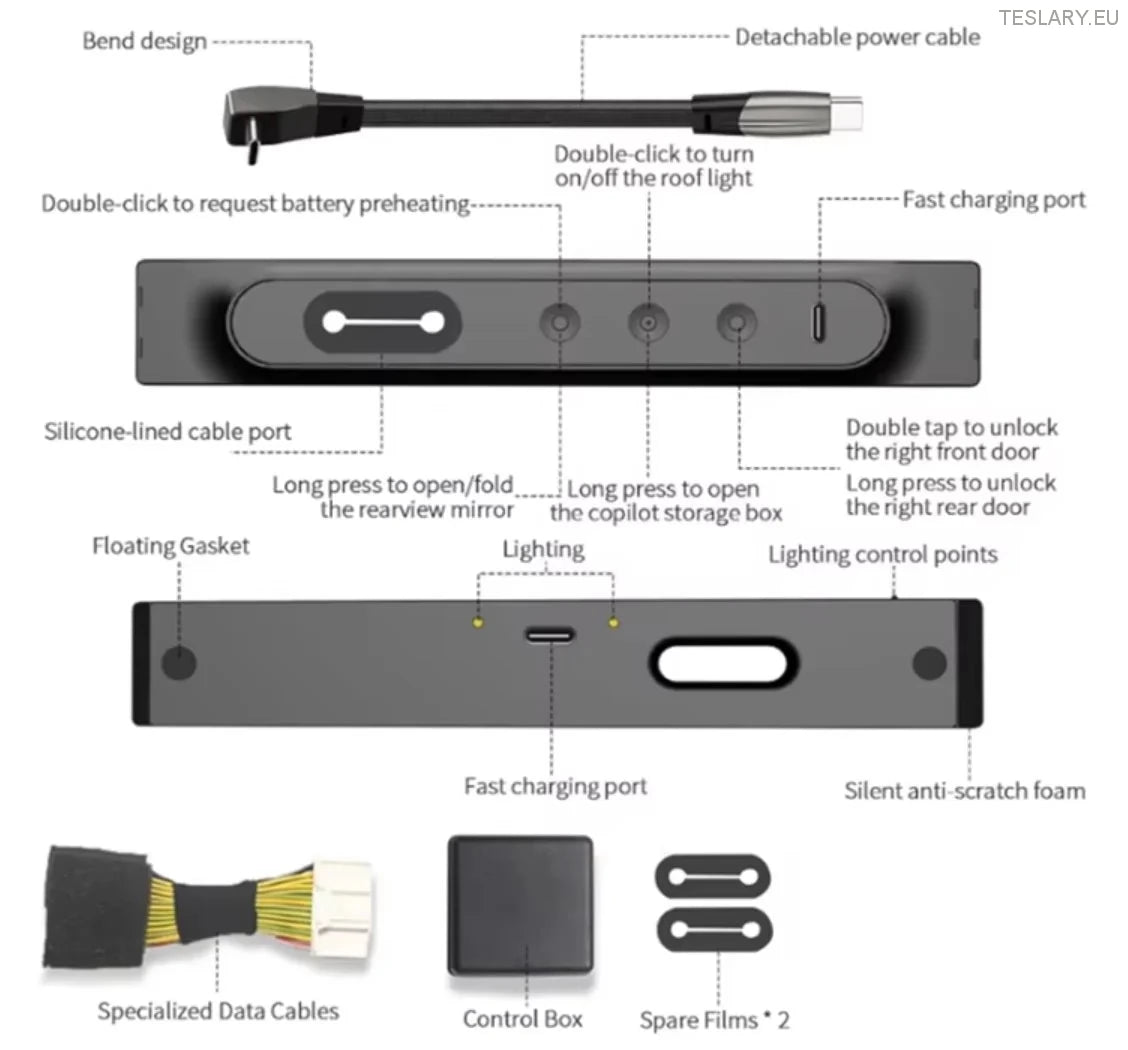 Hub d'extension USB avec commandes de bouton physiques pour le modèle Tesla 3/Y