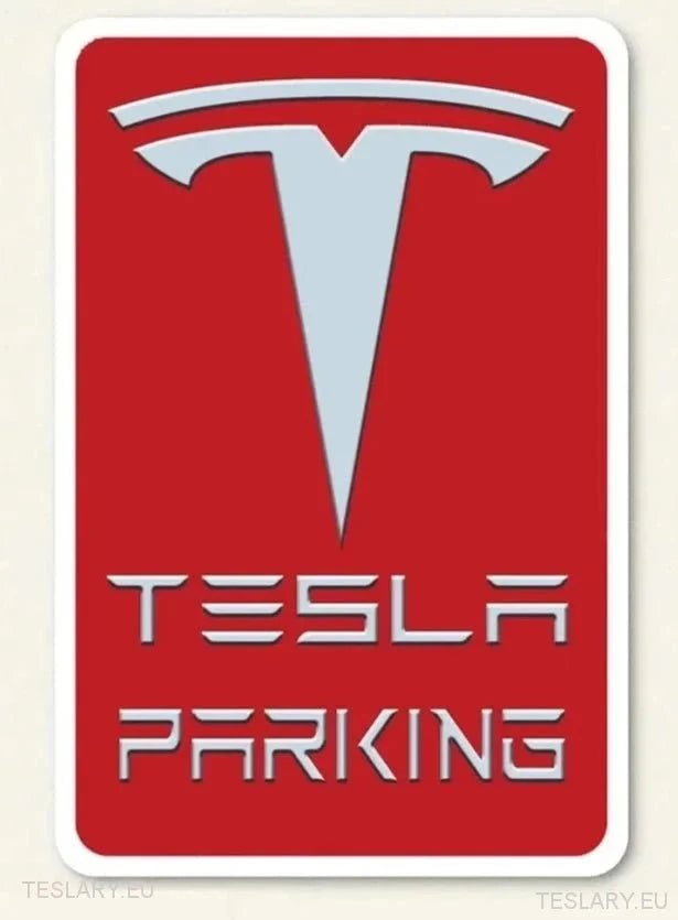 Tesla Parking - Metallinen Kyltti Suojatut Parkkipaikat