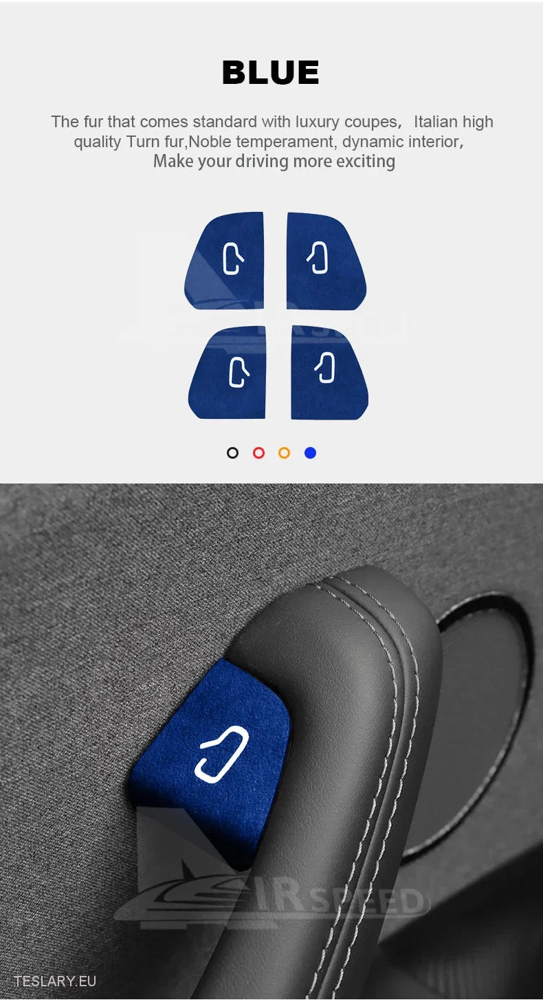 Upgrade Tesla Interieur met Luxe Alcantara Button Covers