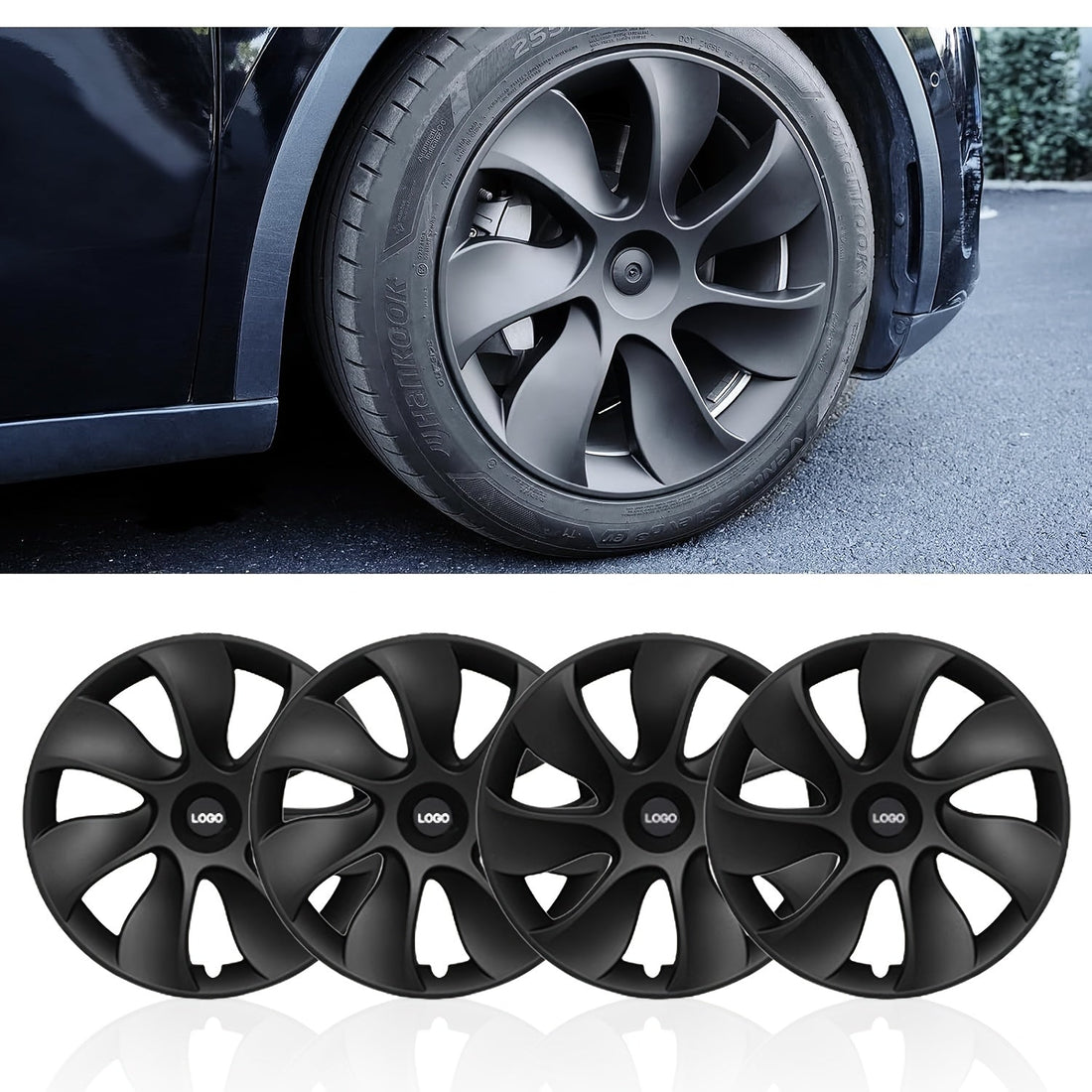 Upgrade Tesla Model Y met Matte Zwarte Wielcovers