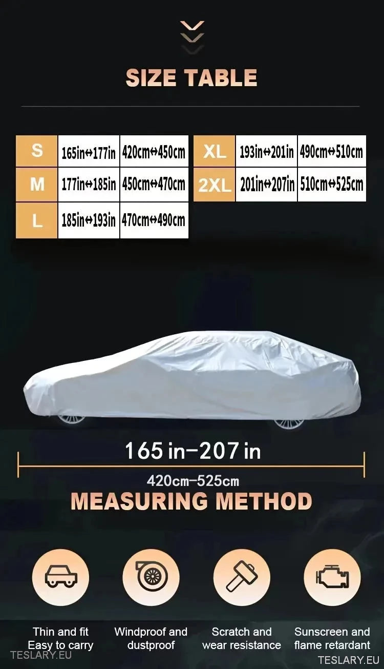 Tesla -malliin 3/y Sisä-/ulkoiluun 4,9 metrin auton kansi/suojelija sopii