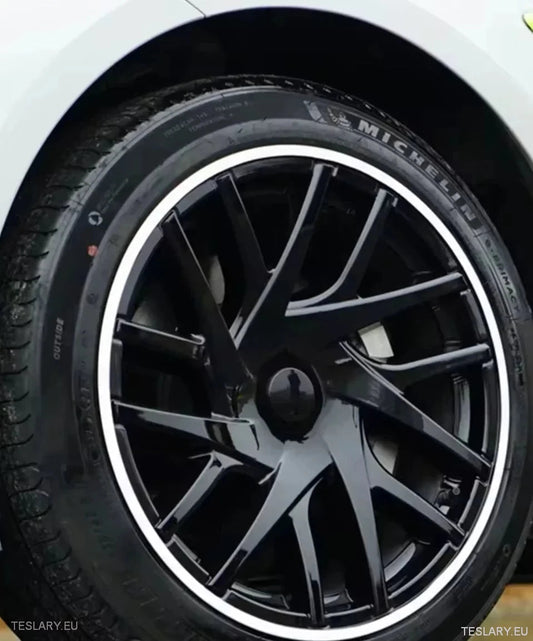 18" Tesla 3 Highland Full Rim Bright White / Black Wheel Cover - TESLARY Tesla Shop Accessories Europe Nederlands Ireland Deutschland Espana Alicante France Italia