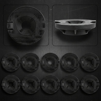 An automotive parts diagram showing a black circular component labeled 1110713-99-C, with a line drawing of a vehicle body panel indicating mounting locations marked with red circles. TESLA_111071399C_BUY_FROM_EUROPES_TESLA_ACCESSORIES_SPECIALISTS_TESLARY.EU_TESLARY.IE_TESLARY.PT_TESLARY.ES_TESLARY.NL_TESLARY.FR