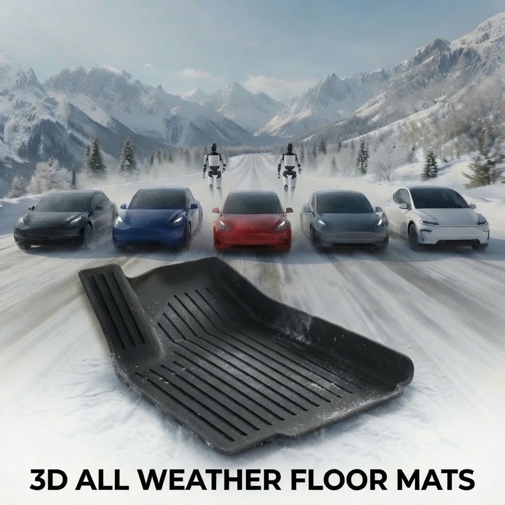 Tesla Left Hand Drive 3D TPE All Weather Floot Mats Buy from Europes Tesla Accessories Online Shop Teslary.eu
