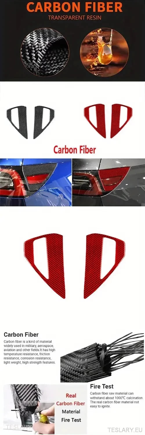 Verklig kolfiberladdningsportskydd för Tesla 3/y i rött eller svart