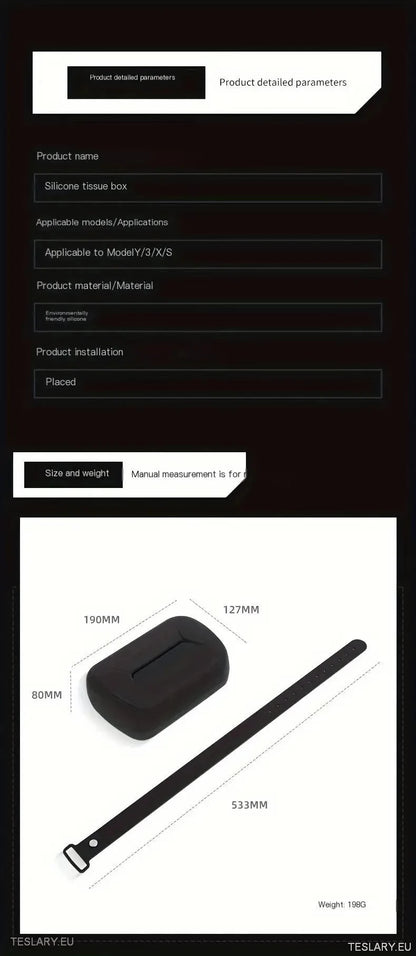 Tesla 3/Y/X/S Suport de țesut siliconic cu curea reglabilă