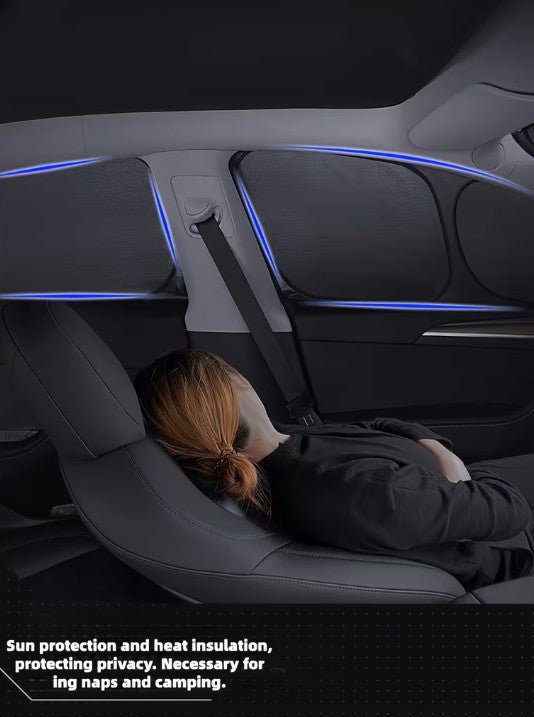 Tesla Model Y & Model Y Juniper Premium & Standard Sun Protection & Privacy Shades for Campling & Sun Protection 8 Shades Easy Installation Buy From Europes Teslary.eu Ireland Portugal Espana Deutschland Italia France Sweden Finland