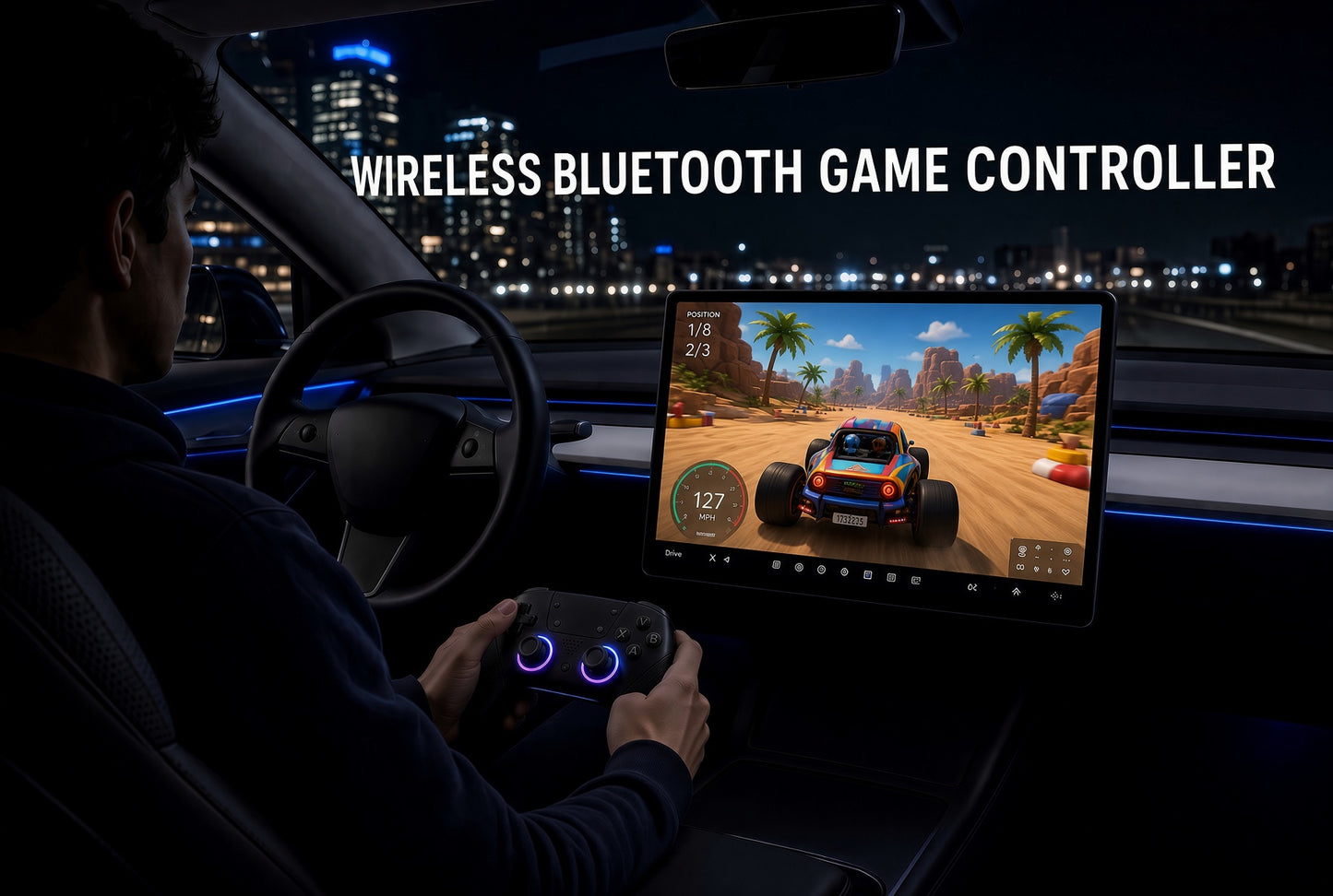 Wireless Gaming Controller Suitable for Tesla Model 3 , Model Y , Model 3 Highland or Model Y Juniper ( Rechargable )