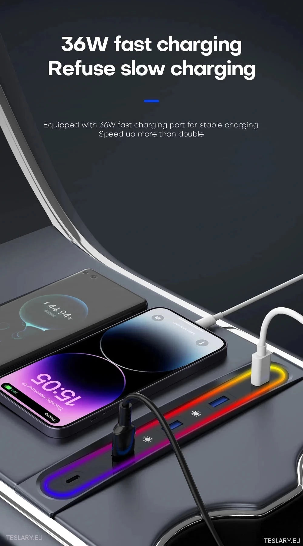 5 in 1 hub di espansione USB RGB per Tesla 3/Y
