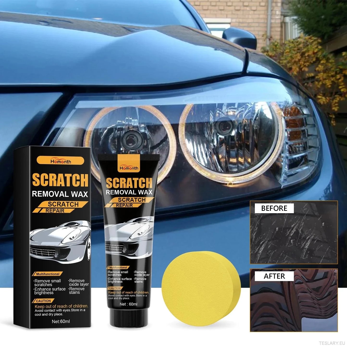 Nano Car Scratch Remover Pasta: Dyp reparasjon og maling Restorer, vanntett UV -skjold, ingen polering nødvendig, trygt for alle farger