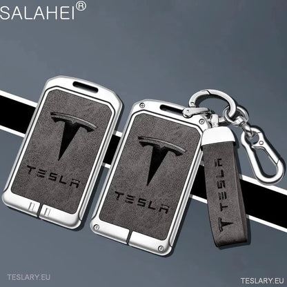 Ключов калъф за метална кожа за Tesla 3/Y RFID ключ с лого