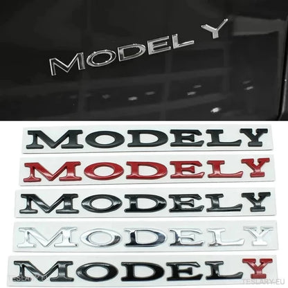 Tesla "Y modell Y" hátsó logó embléma a Chrome & Black -ben