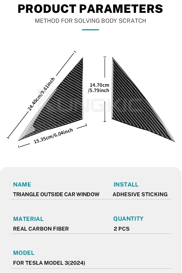 Carbon Fiber Exterior Side Mirror Trim Panel Cover For Tesla Model 3 Highland in Black or Red
