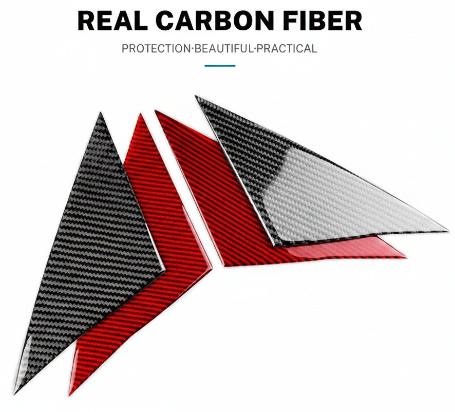 Carbon Fiber Exterior Side Mirror Trim Panel Cover For Tesla Model 3 Highland in Black or Red