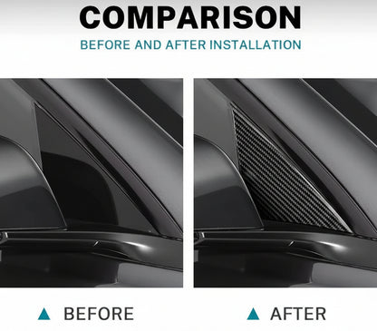 Carbon Fiber Exterior Side Mirror Trim Panel Cover For Tesla Model 3 Highland in Black or Red
