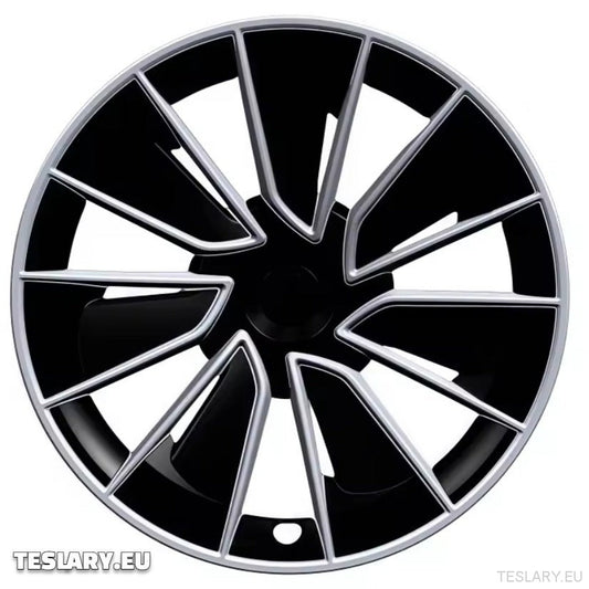 TESLA MODELO Y 19" CUBOS DE RUEDA S15 ÚNICOS, CUBIERTA COMPLETA, NEGRO Y PLATA