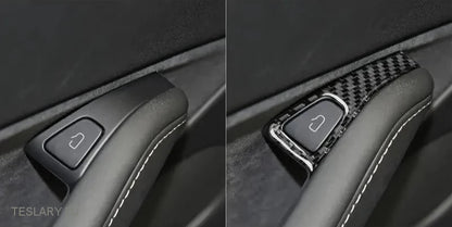 Tesla Model 3/Y Door Lock koltrefjar stíll snyrtingu innréttingar